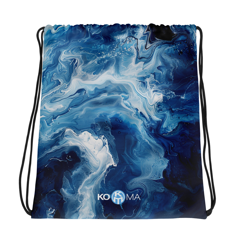 KOMA Blue Marbled Paint Drawstring Bag